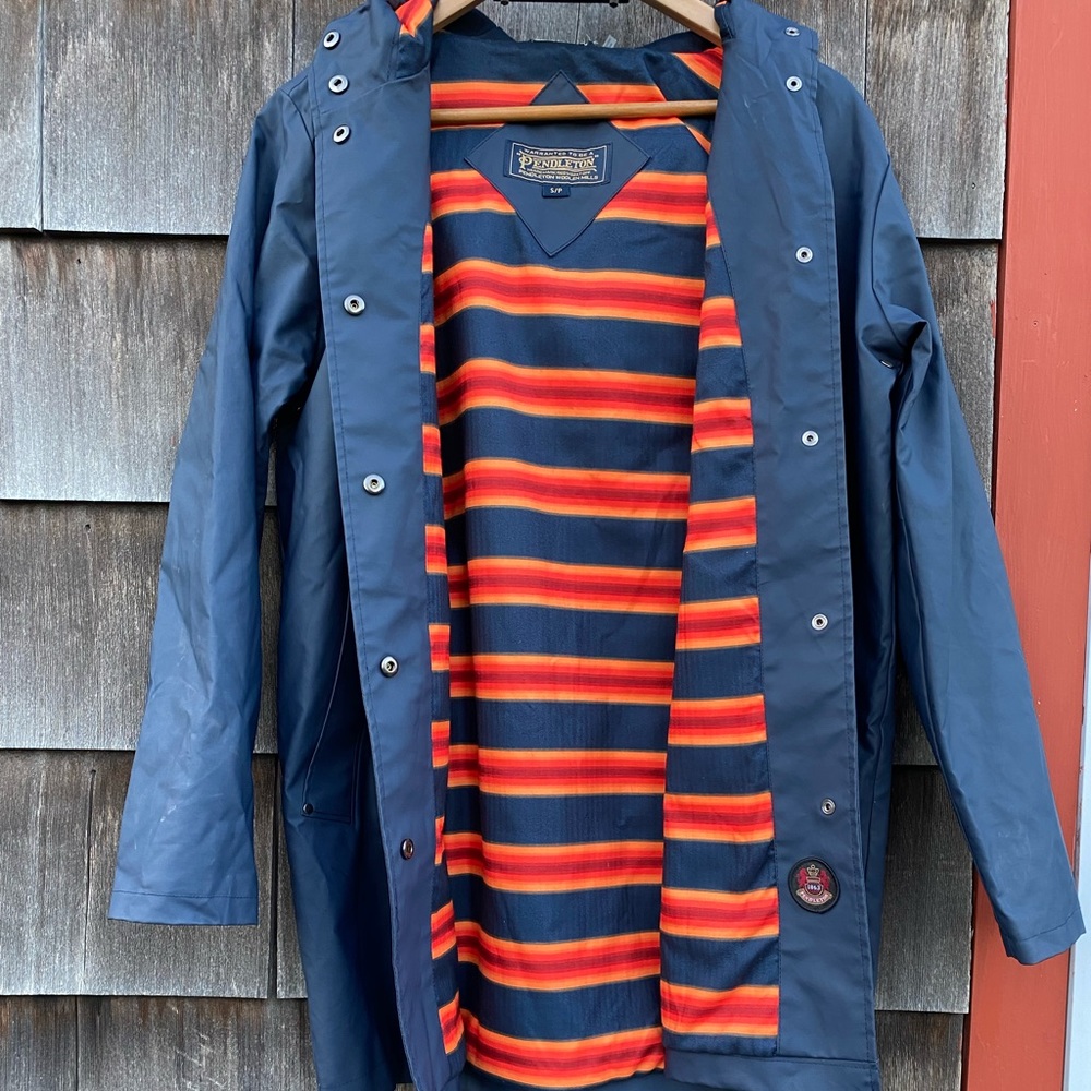 Blue Pendleton Raincoat with Striped Lining NWT